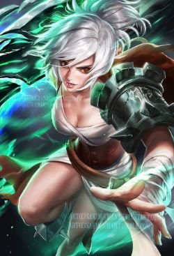 Riven by sakimichan HD Wallpaper Fan Art Artwork League of Legends lol