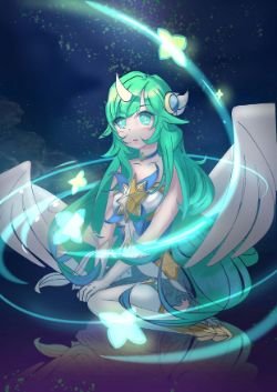 Star Guardian Soraka by 永远在吃土的画渣风影 HD Wallpaper Background Fan Art Artwork League of Legends lol