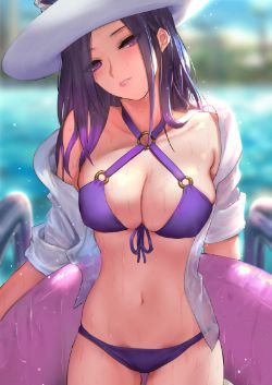 Pool Party Caitlyn by Pd (2) HD Wallpaper Background Fan Art Artwork League of Legends lol