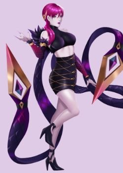 K/DA Evelynn by MukuroChai HD Wallpaper Background Fan Art Artwork League of Legends lol