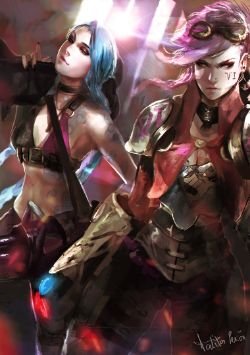 Vi & Jinx by talitapersi HD Wallpaper Background Fan Art Artwork League of Legends lol