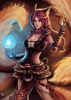 Foxfire Ahri by AimedZ (8) League of Legends Artwork Wallpaper lol Fan Art