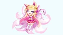 Chibi Star Guardian Ahri by SakuxAniChan HD 4k Wallpaper Background Fan Art Artwork League of Legends lol