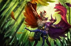 Xayah & Rakan by Spiffeigh HD Wallpaper Fan Art Artwork League of Legends lol