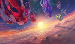 Star Guardian Jinx, Janna, Lulu, Poppy, Lux League of Legends Artwork Wallpaper lol