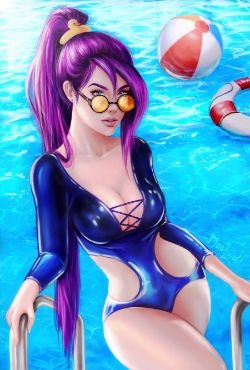 Pool Party Vayne (Concept) by maohwolf HD Wallpaper Background Fan Art Artwork League of Legends lol