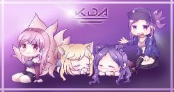 Chibi K/DA Akali, Ahri, Kai'sa & Evelynn by 2桃呀 HD Wallpaper Background Fan Art Artwork League of Legends lol