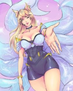 K/DA Ahri by slein1525 HD Wallpaper Background Fan Art Artwork League of Legends lol