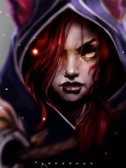 Xayah Portrait by WANDAKUN HD Wallpaper Fan Art Artwork League of Legends lol