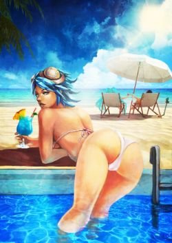 Pool Party Irelia by MonoriRogue (2) HD Wallpaper Fan Art Artwork League of Legends lol