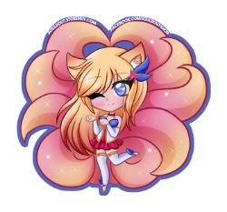 Chibi Star Guardian Ahri by ZuniChan HD Wallpaper Background Fan Art Artwork League of Legends lol