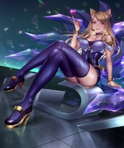 K/DA Ahri by カジ HD Wallpaper Background Fan Art Artwork League of Legends lol