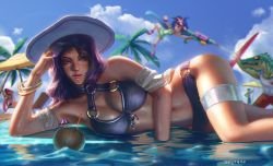 Pool Party Caitlyn, Zoe, Renekton & Fiora by jessy9999 HD Wallpaper Background Fan Art Artwork League of Legends lol