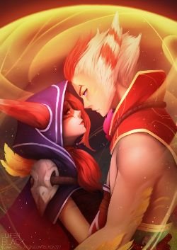 Xayah & Rakan by black777 HD Wallpaper Background Fan Art Artwork League of Legends lol