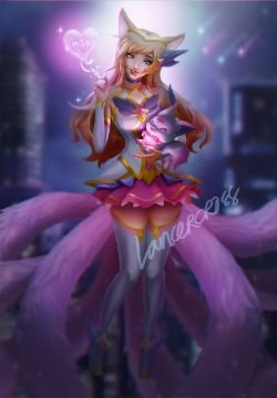 Star Guardian Ahri by lancercross (2) HD Wallpaper Background Fan Art Artwork League of Legends lol