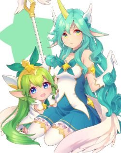 Star Guardian Soraka & Lulu by うそ HD Wallpaper Background Fan Art Artwork League of Legends lol