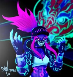 K/DA Akali by Danderfull Dan Madrid HD Wallpaper Background Fan Art Artwork League of Legends lol