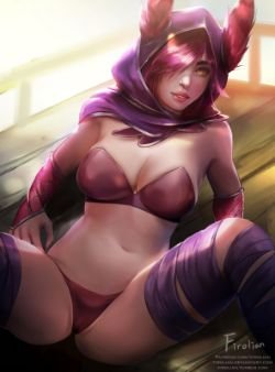 Sexy Xayah by Firolian HD Wallpaper Background Fan Art Artwork League of Legends lol