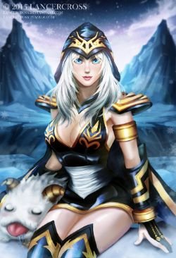 Ashe & Poro by lancercross HD Wallpaper Background Fan Art Artwork League of Legends lol