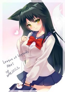 School Girl Ahri by YaA (4) League of Legends Artwork Wallpaper lol