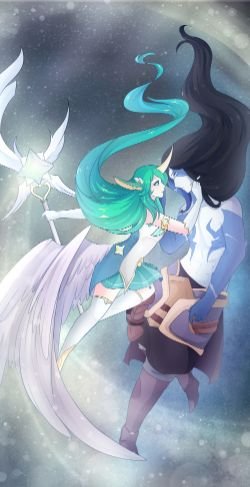 Soraka & Kayn by UmiMizunone HD Wallpaper Background Fan Art Artwork League of Legends lol