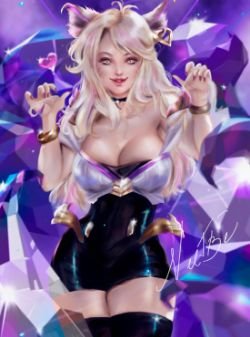 K/DA Ahri by NEETbi HD Wallpaper Background Fan Art Artwork League of Legends lol