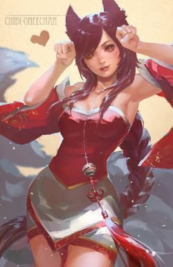 Ahri by chibi-oneechan HD Wallpaper Background Fan Art Artwork League of Legends lol
