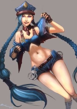 Officer Jinx by BADCOMPZERO (3) HD Wallpaper Fan Art Artwork League of Legends lol