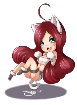 Chibi Kitty Cat Katarina by ItsJustSuppi HD Wallpaper Fan Art Artwork League of Legends lol (2)