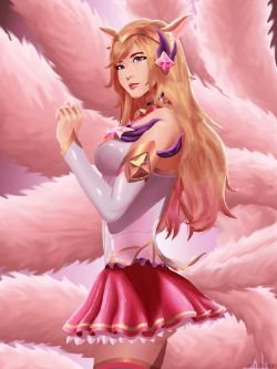 Star Guardian Ahri by Chichichidori HD Wallpaper Background Fan Art Artwork League of Legends lol