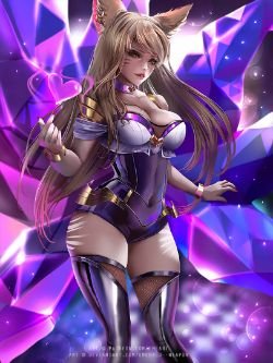 K/DA Ahri by Emerald--Weapon HD Wallpaper Background Fan Art Artwork League of Legends lol