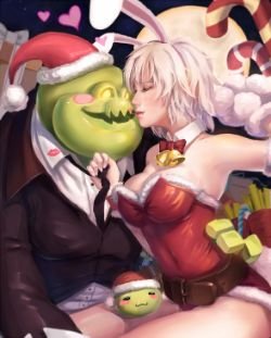 Christmas Riven & Zac by destincelly HD Wallpaper Fan Art Artwork League of Legends lol