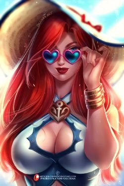 Pool Party Miss Fortune by OlchaS HD Wallpaper Background Fan Art Artwork League of Legends lol