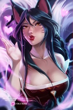 Ahri by OlchaS League of Legends Artwork Wallpaper lol Fan Art