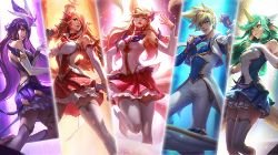 Star Guardian Ahri, Soraka, Miss Fortune, Syndra & Ezreal by roveds HD Wallpaper Background Fan Art Artwork League of Legends lol