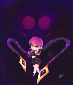 Chibi K/DA Evelynn by Queen Of Art HD Wallpaper Background Fan Art Artwork League of Legends lol
