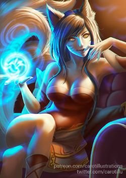 Ahri by carotillustrations HD Wallpaper Background Fan Art Artwork League of Legends lol