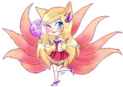 Chibi Star Guardian Ahri by derpydarky HD Wallpaper Background Fan Art Artwork League of Legends lol Thumbnail