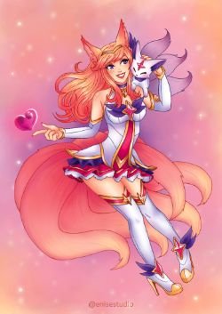 Star Guardian Ahri by EniseStudio HD Wallpaper Background Fan Art Artwork League of Legends lol