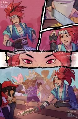 Sashimi Akali Rework & Pizza Delivery Sivir Comic by ichiro-artosaki HD Wallpaper Background Fan Art Artwork League of Legends lol