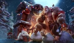 Santa Braum Splash Art HD 4k Wallpaper Background Official Art Artwork League of Legends lol