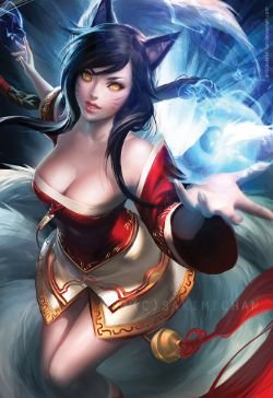 Ahri by sakimichan HD Wallpaper Background Fan Art Artwork League of Legends lol