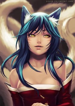 Ahri by Yuuza HD Wallpaper Background Fan Art Artwork League of Legends lol