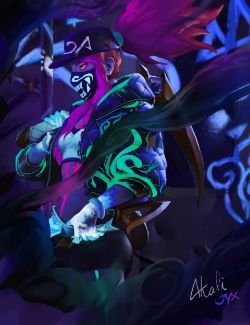 K/DA Akali by ～ 轩 HD Wallpaper Background Fan Art Artwork League of Legends lol