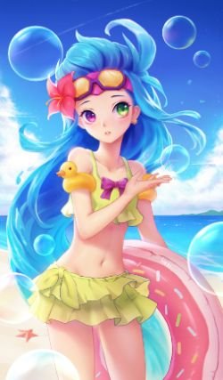 Pool Party Zoe by 一颗柯子 HD Wallpaper Background Fan Art Artwork League of Legends lol