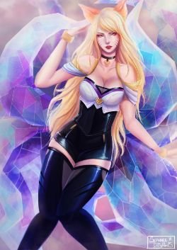 K/DA Ahri by SephineeDraws HD Wallpaper Background Fan Art Artwork League of Legends lol