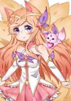 Star Guardian Ahri by 夏川澈澈子 HD Wallpaper Background Fan Art Artwork League of Legends lol