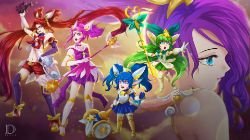 Star Guardian Poppy, Jinx, Lulu, Janna & Lux by Dweynie HD Wallpaper Fan Artwork League of Legends lol