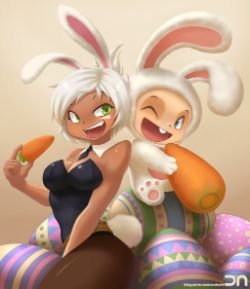 Battle Bunny Riven & Teemo by Nestkeeper HD Wallpaper Fan Art Artwork League of Legends lol