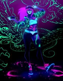 K/DA Akali by blondie-with-glasses HD Wallpaper Background Fan Art Artwork League of Legends lol